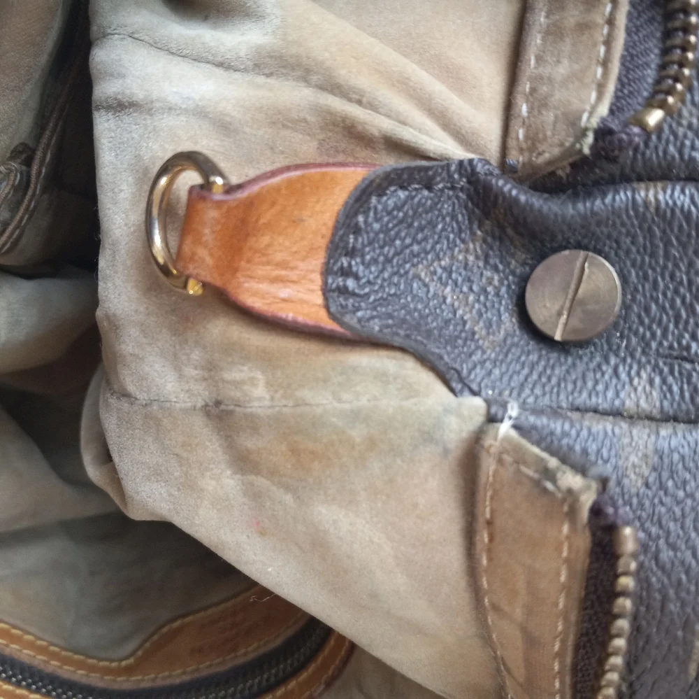 Louis Vuitton Brown Monogram Shoulder Bag with Tan Strap